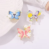 Coral Blossom Butterfly Brooch Enamel Pin