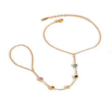18K Gold Plated Colourful Hand Chain placed with white background