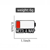 Need A Nap Brooch Enamel Pin with size and measurement