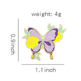Amethyst Rose Butterfly Brooch Enamel Pin