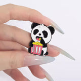 Popcorn Eating Panda Brooch Enamel Pin