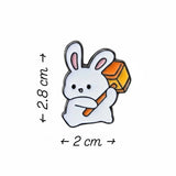 Bunny With Hammer Brooch Enamel Pin