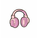 Pink Headphones Metal Enamel Sticker
