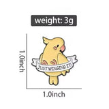 Just Winging It Brooch Enamel Pin with size and measurement