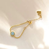 18K Gold Plated Opal Stone Chain Ring