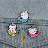 Pink Mermaid Cat Brooch Enamel Pin