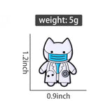 Masked Doctor Cat Medical Brooch Enamel Pin