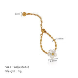 18K Gold Plated White Flower Chain Ring