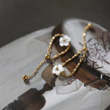 18K Gold Plated White Flower Chain Ring