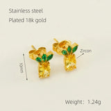 18K Gold Plated Zircon Pineapple Studs