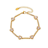 18K Gold Plated Studded Heart Bracelet