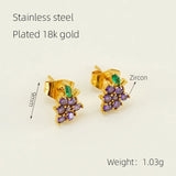 18K Gold Plated Grape Studs