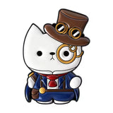 Victorian Gentleman Cat Brooch Enamel Pin