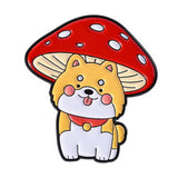 Mushroom Puppy Dog Brooch Enamel Pin