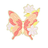 Coral Blossom Butterfly Brooch Enamel Pin