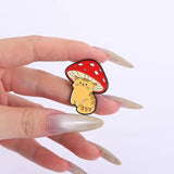 Mushroom Kitty Cat Brooch Enamel Pin