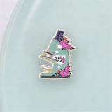 Floral Microscope Brooch Enamel Pin