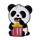 Popcorn Eating Panda Brooch Enamel Pin