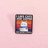 Cats Coffee And 3 People Brooch Enamel Pin