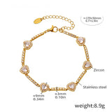 18K Gold Plated Studded Heart Bracelet