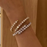 18K Gold Plated Hexagon Tennis Bracelet wore on hands