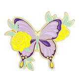 Amethyst Rose Butterfly Brooch Enamel Pin
