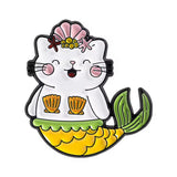 Yellow Mermaid Cat Brooch Enamel Pin
