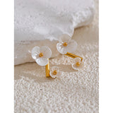 18k Gold Plated Shell Flower Earrings