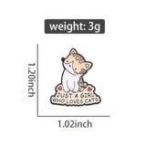 Cat Lover Girl Brooch Enamel Pin with size measurement