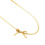 18K Gold Plated Herringbone Bow Choker