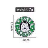 I Love Cats & Coffee Brooch Enamel Pin