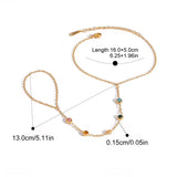 18K Gold Plated Colourful Hand Chain with size and measurement