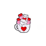 Hearts And Cats Brooch Enamel Pin