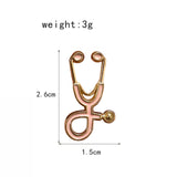 Pink Gold Stethoscope Brooch Enamel Pin
