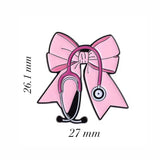 Pink Bow Stethoscope Enamel Sticker