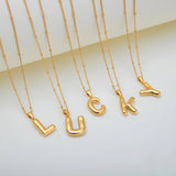 18k Gold Plated Bubble Initial Necklace with letter L U C K Y