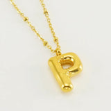18k Gold Plated Bubble Initial Necklace with letter P