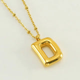 18k Gold Plated Bubble Initial Necklace with letter D
