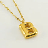 18k Gold Plated Bubble Initial Necklace with letter B