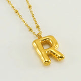 18k Gold Plated Bubble Initial Necklace with letter R