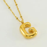 18k Gold Plated Bubble Initial Necklace with letter G