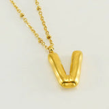 18k Gold Plated Bubble Initial Necklace with letter V