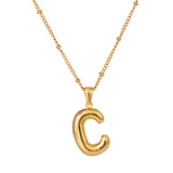 18k Gold Plated Bubble Initial Necklace with letter C