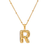 18k Gold Plated Bubble Initial Necklace with letter R