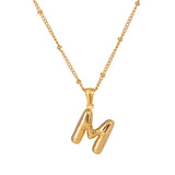 18k Gold Plated Bubble Initial Necklace with letter M