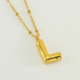 18k Gold Plated Bubble Initial Necklace with L