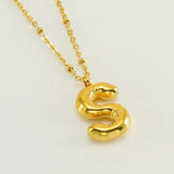 18k Gold Plated Bubble Initial Necklace with letter S
