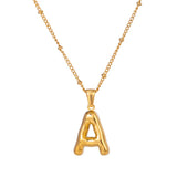 18k Gold Plated Bubble Initial Necklace with letter A