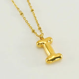 18k Gold Plated Bubble Initial Necklace with letter I