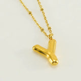 18k Gold Plated Bubble Initial Necklace with letter Y